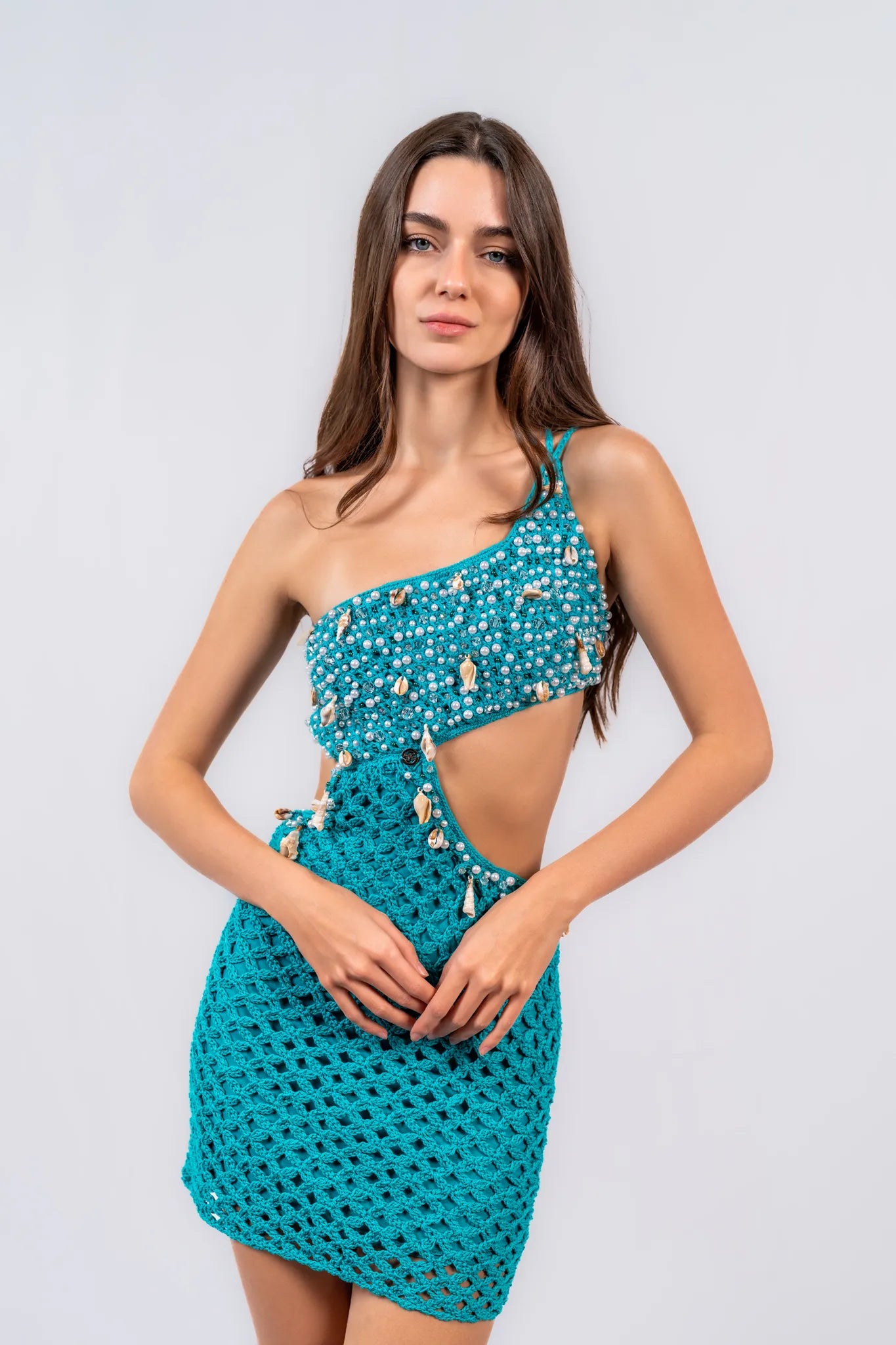 Shell Path Short Dress - Handmade Crochet Mini Dress - Euforja