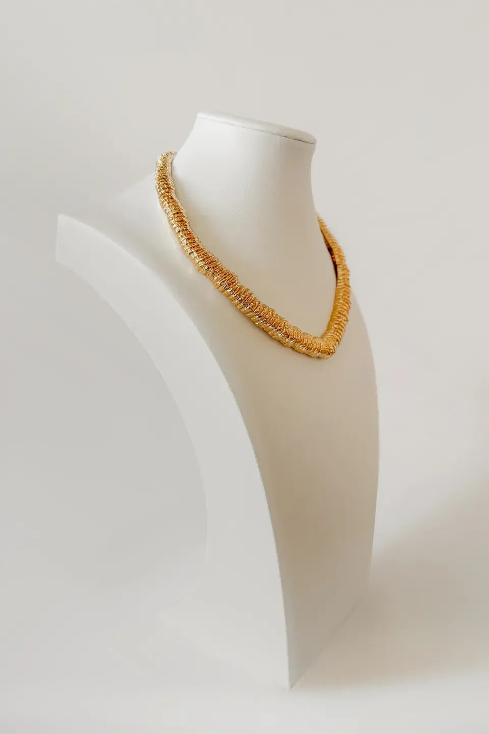 Women’s Textured Metal Choker Necklace with Spring Clasp
