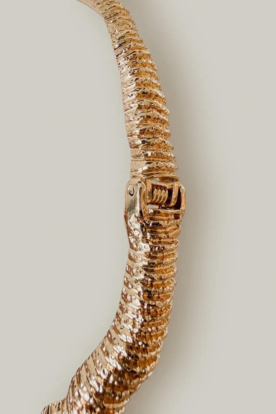 Women’s Textured Metal Choker Necklace with Spring Clasp